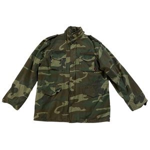 Rothco Vintage M-65 Field Jacket Size Large Green Woodland Camo Military Outdoor